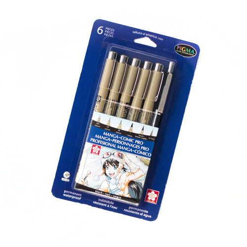 Manga PRO Pigma Micron All Black 6 Pen Set